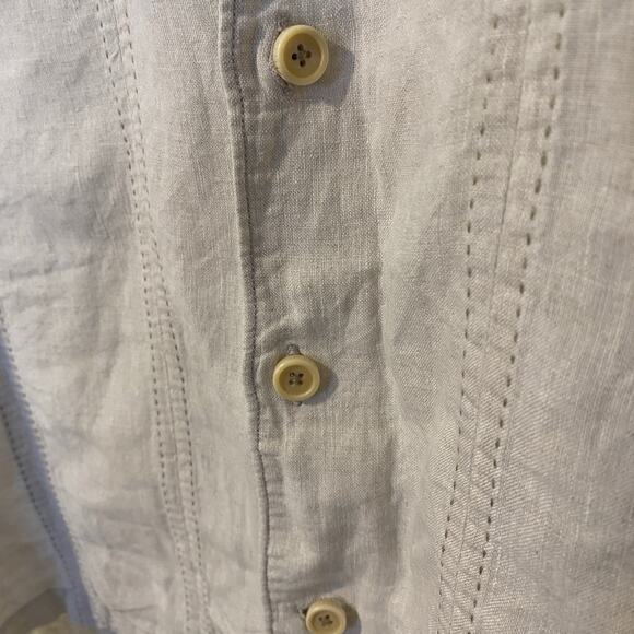 Tommy Bahama Shirt Mens Beige 100% Linen Pintuck Button Up Short Sleeve Size XL - Picture 3 of 6